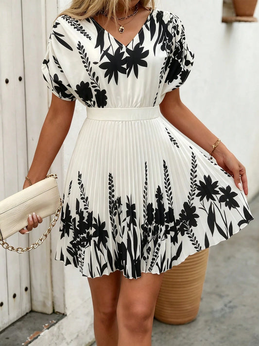 0939 Pleated A-Line Dress