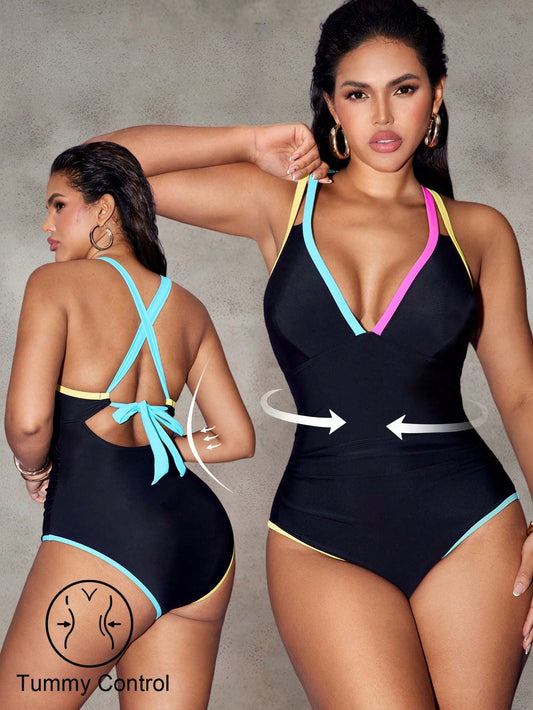 8320 1pc Tummy Control Women One-Piece Swimsuit