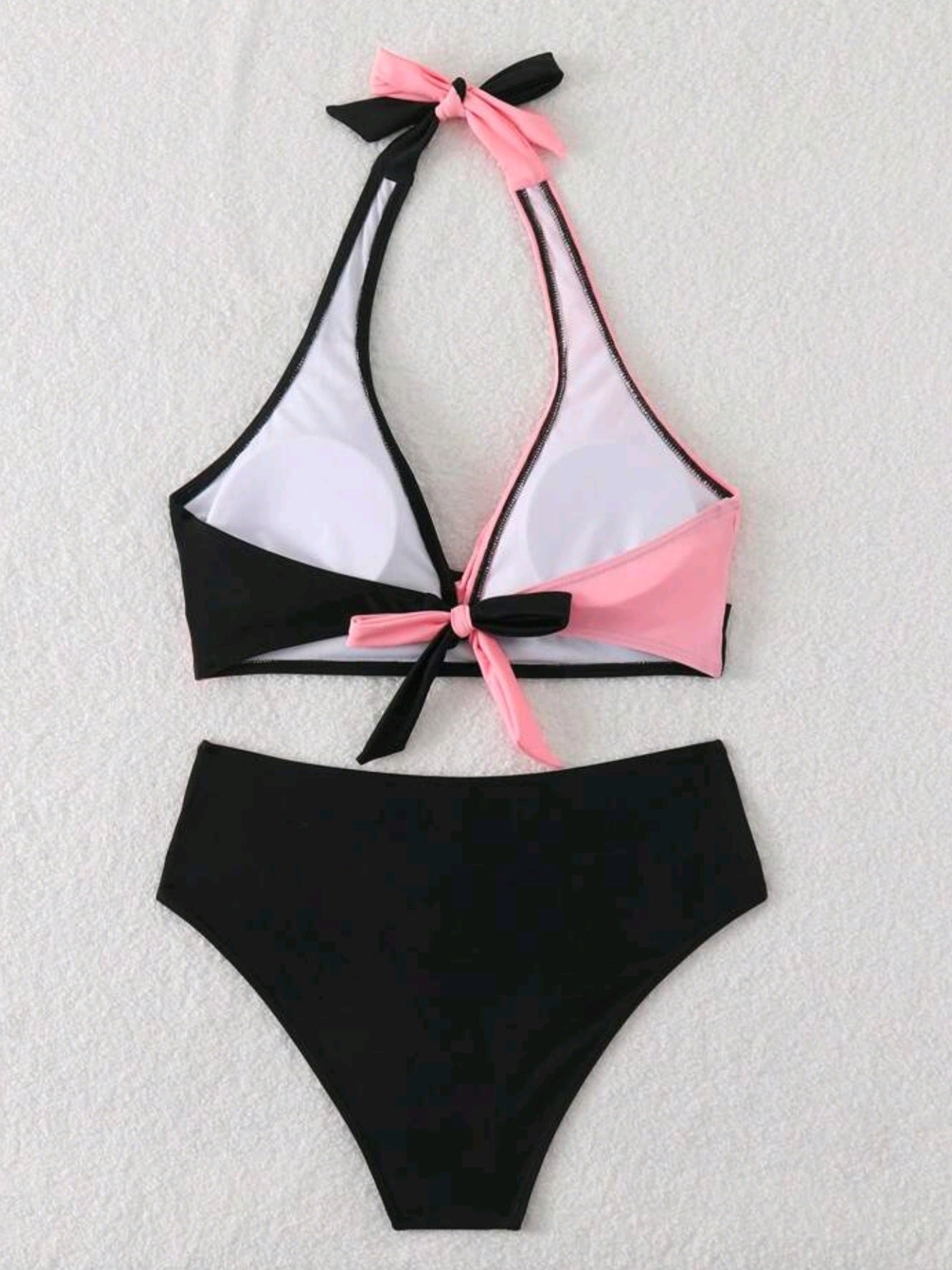 3726 Contrast Halter Bikini Set