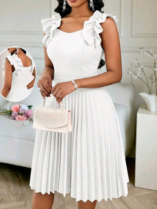 4888 Pleated Sleeveless Mini Dress