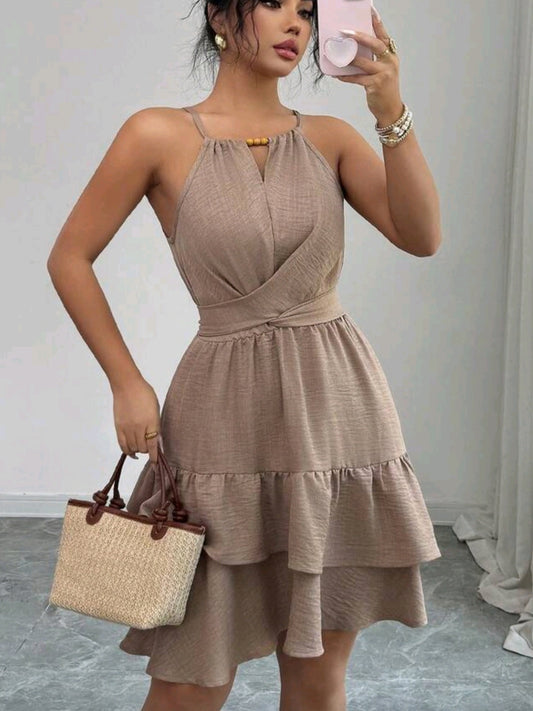 1564 Tiered Hem And Knee Length Dress