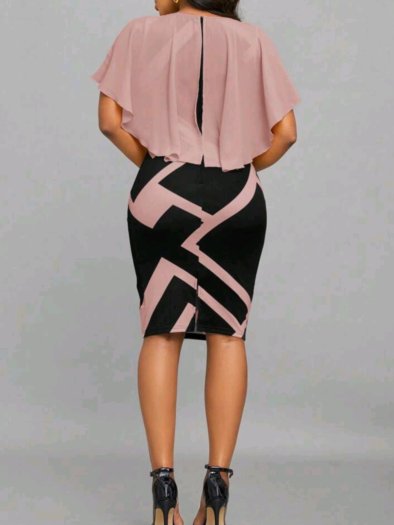 6569 Color Block Splice Fitted Dress