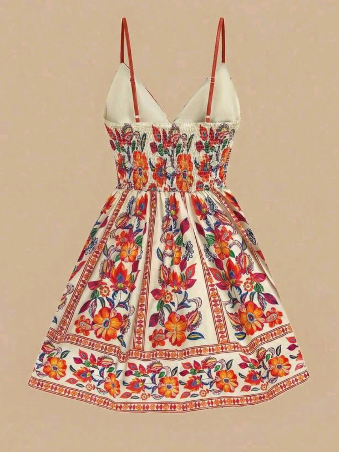 3554 Chiffon Printed Spaghetti Strap Mini Dress