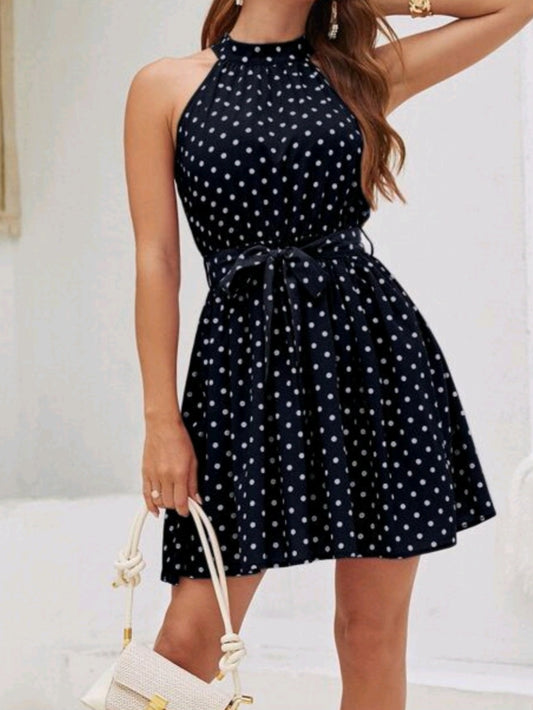 2910 High Neck Dress (navy blue)