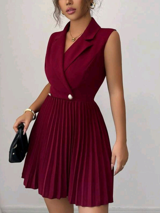 1155 Pleated Sleeveless Dress