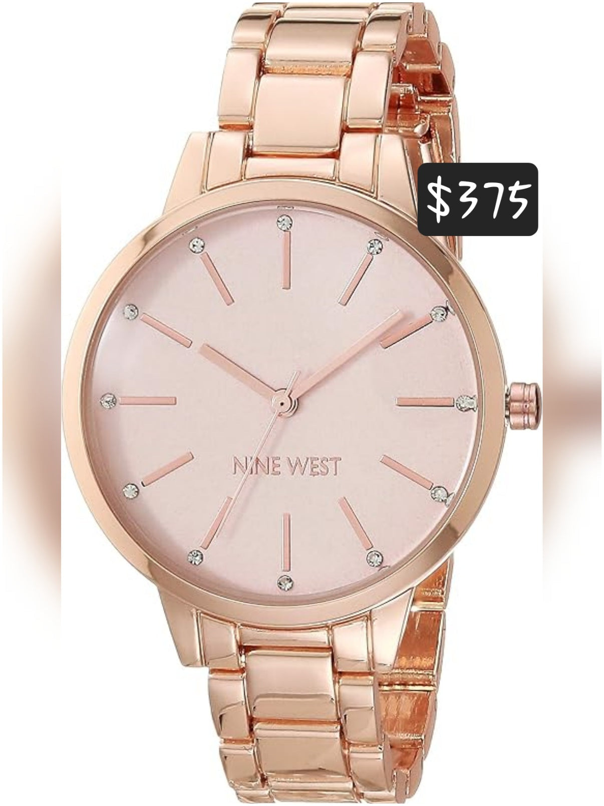 NW /2098PKRG Nine West Floral Dial Bracelet Watch - Rose Gold Tone