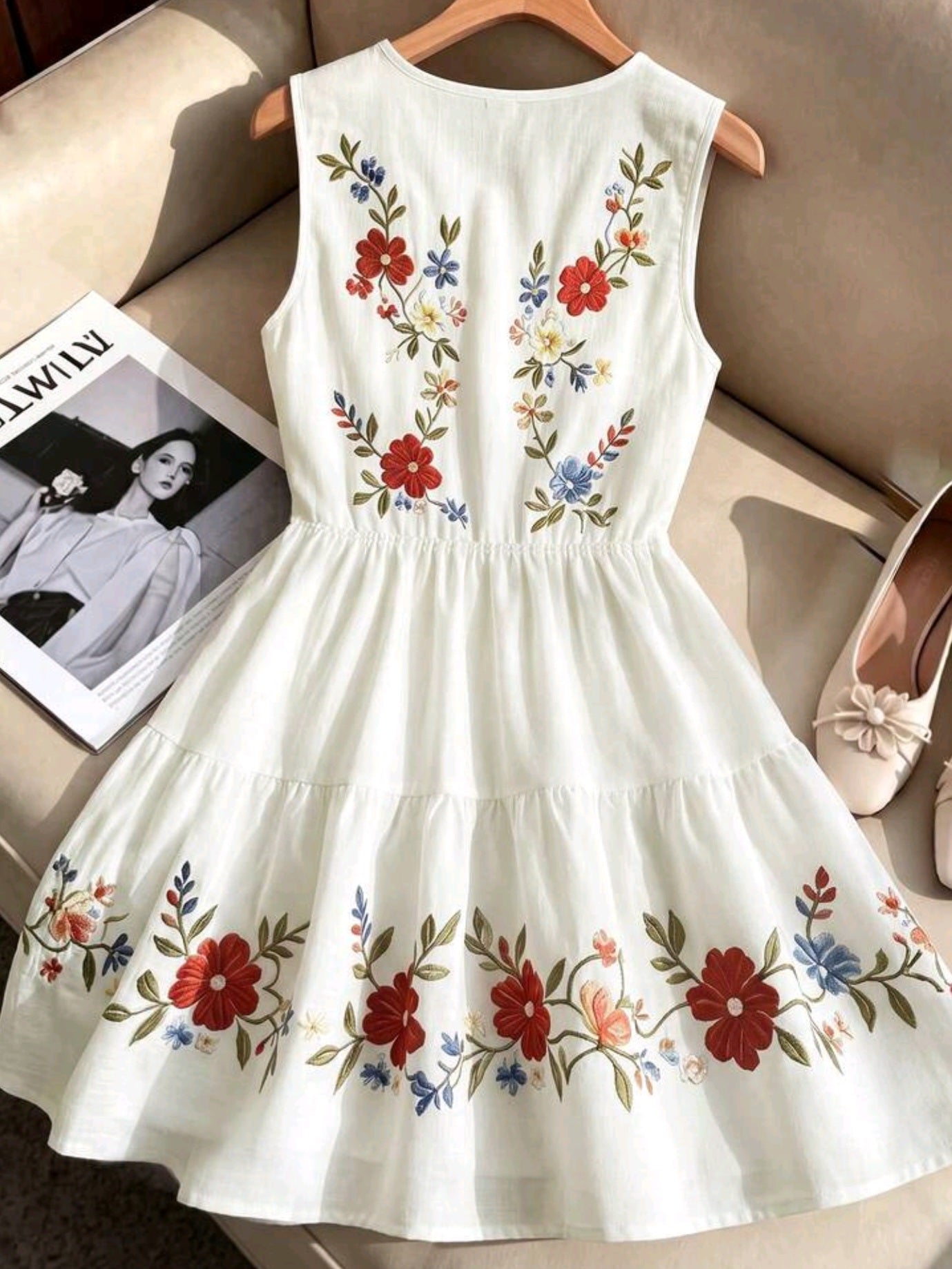 2010 Floral Design Tie-Front Layered Dress