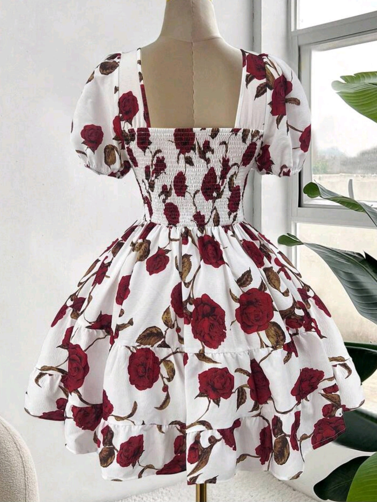 1641 V-Neck Short Sleeve Bow Tie Dress