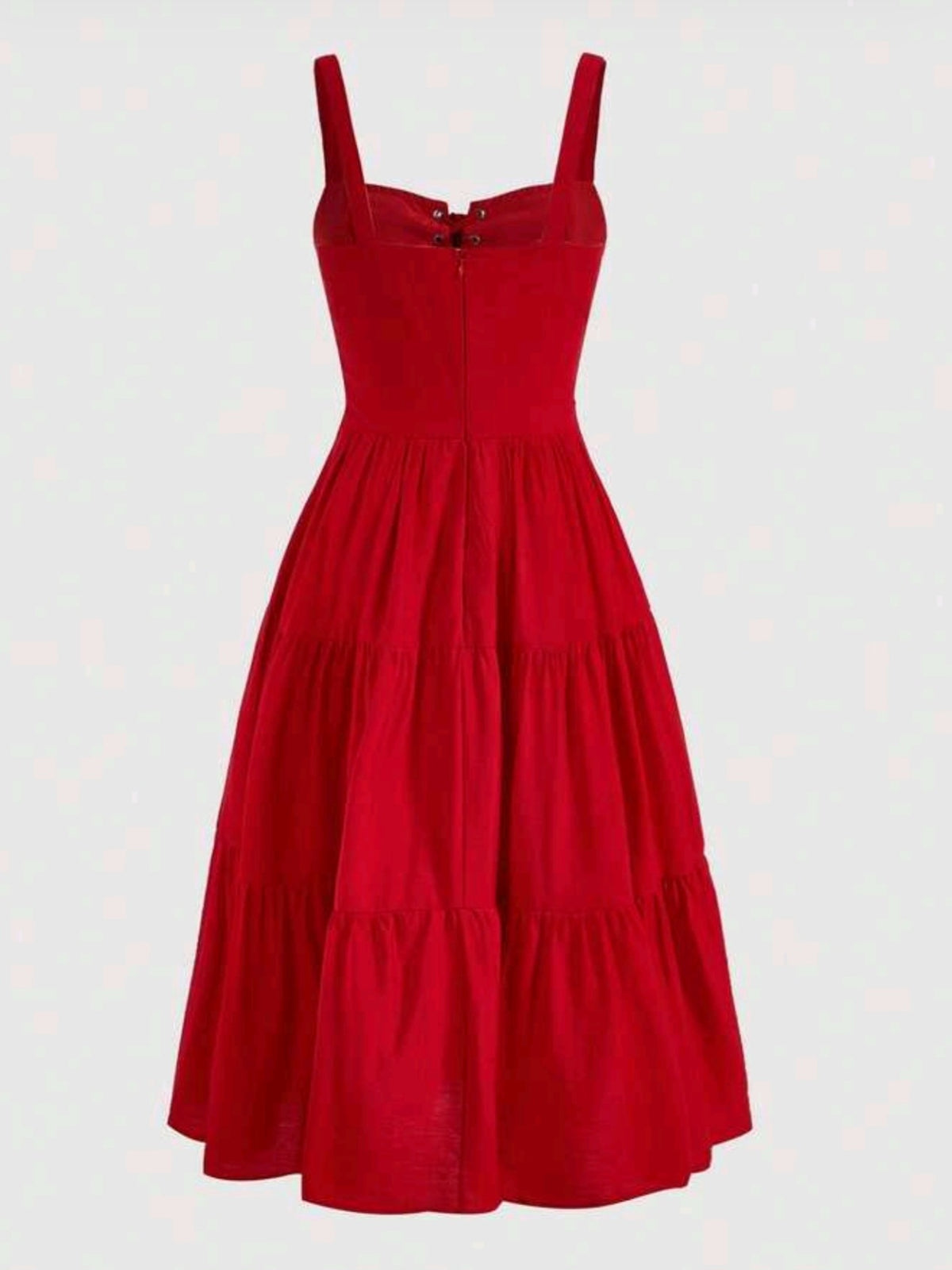 6796 Contrast Lace Ruffle Hem Cami Dress