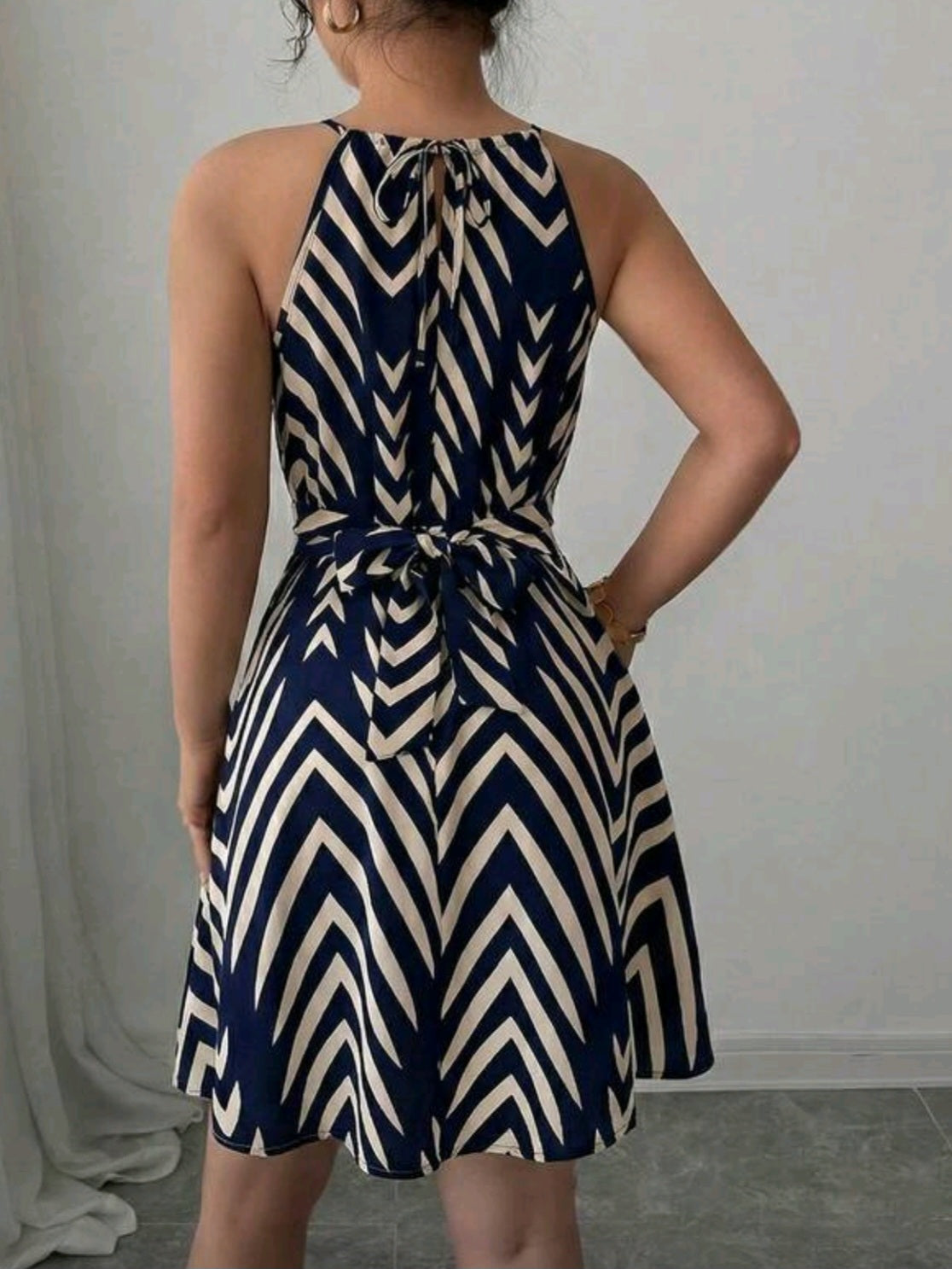 3081 Tie Waist Flared Dress