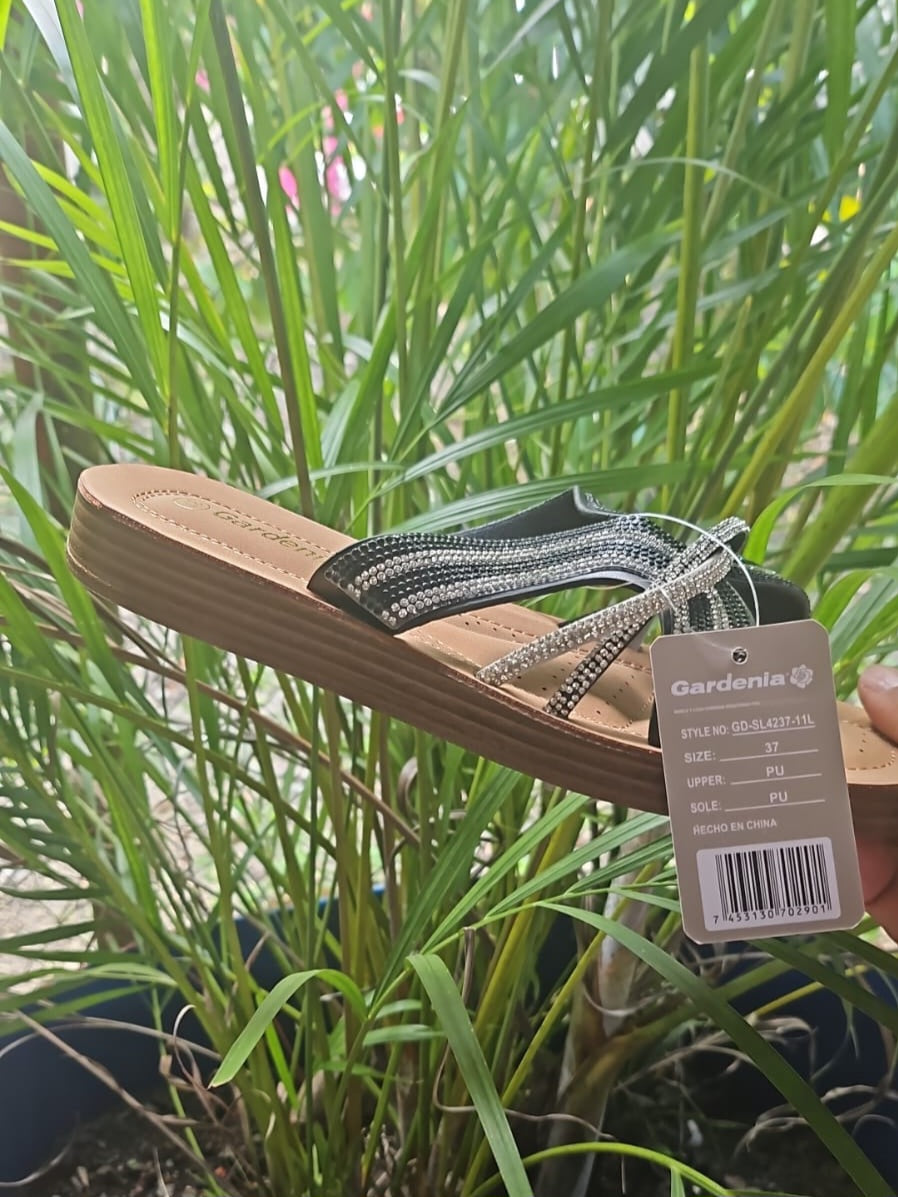 Slippers black with silver