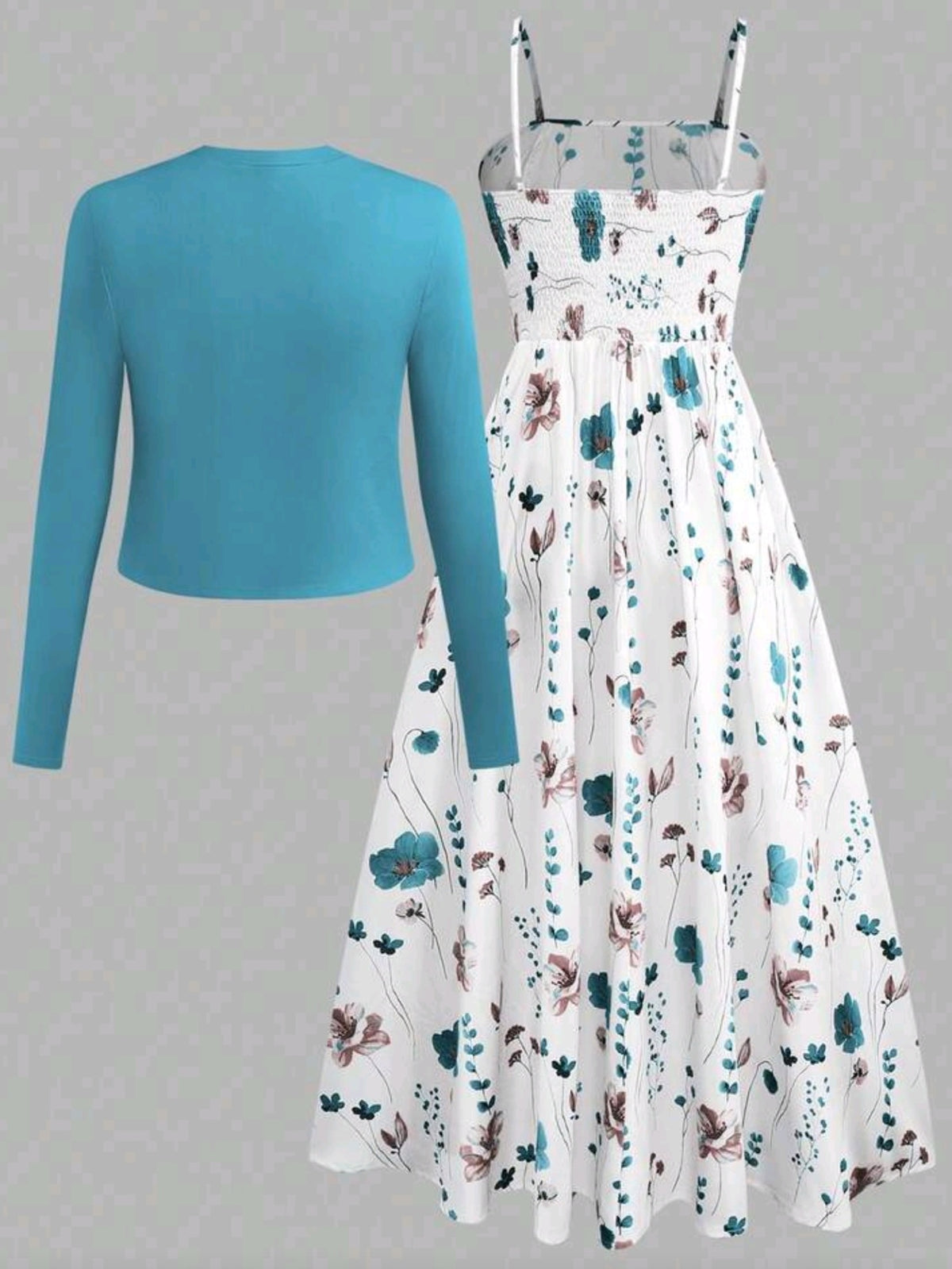2024 Cinched Waist Dress With Knit Cardigan Set