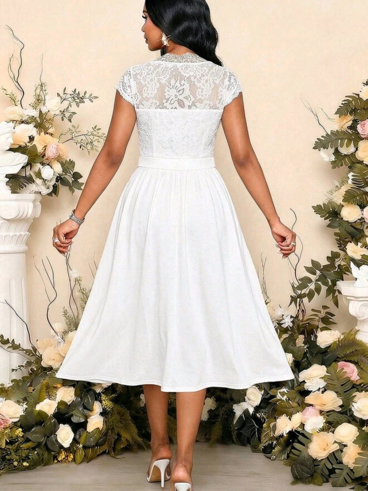7313 Contrast Lace Dress