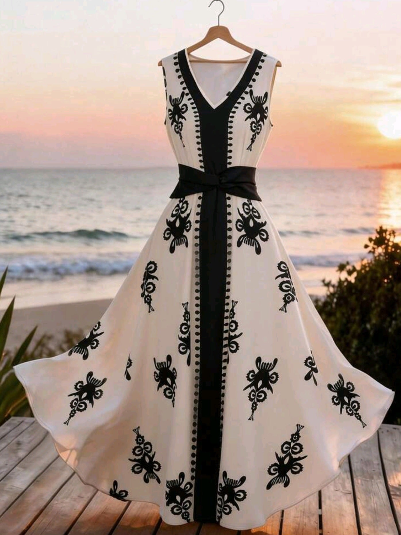 0723 V-Neck Waist Twist Waist Cinched Dress