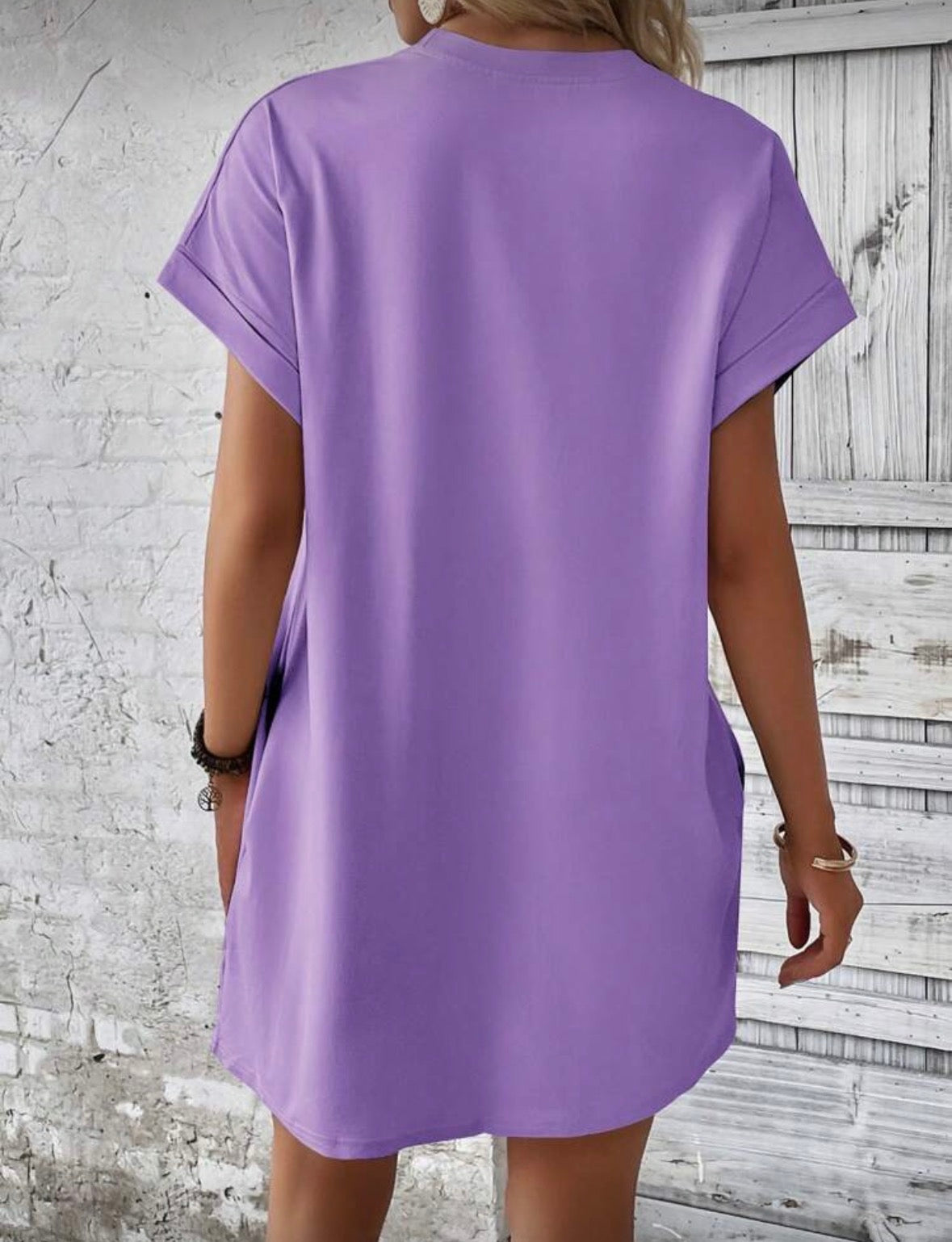 1944 Loose Fit Batwing Sleeve Tee Dress