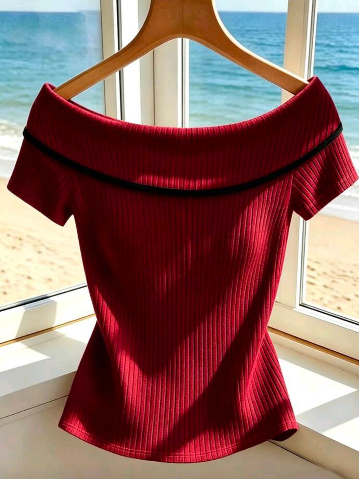0192 Color Square Neck Short Sleeve Slim Fit T-Shirt