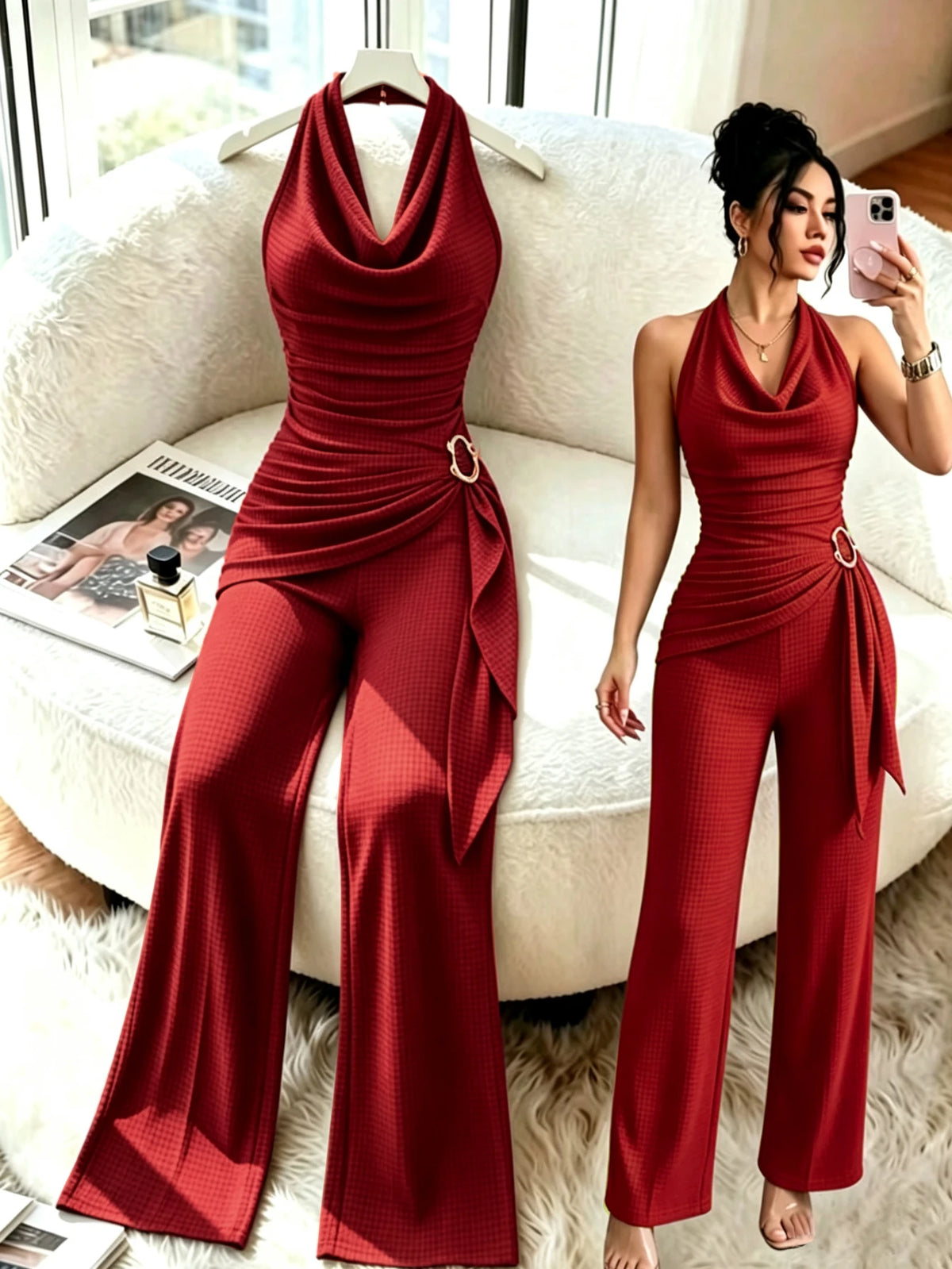 6026 Halter Back Jumpsuit