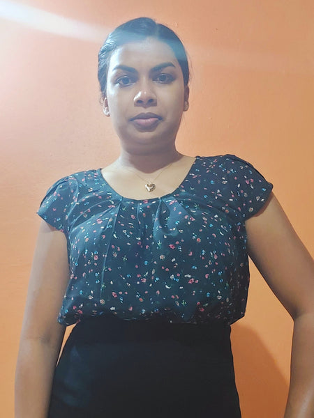 Floral Print Pleated Top