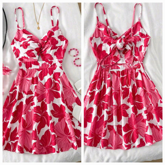#26222 Backless Spaghetti Strap Short Dress