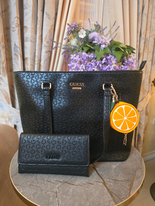 GUESS Combo with Top Zipper Bag and Wallet - FREE DELIVERY