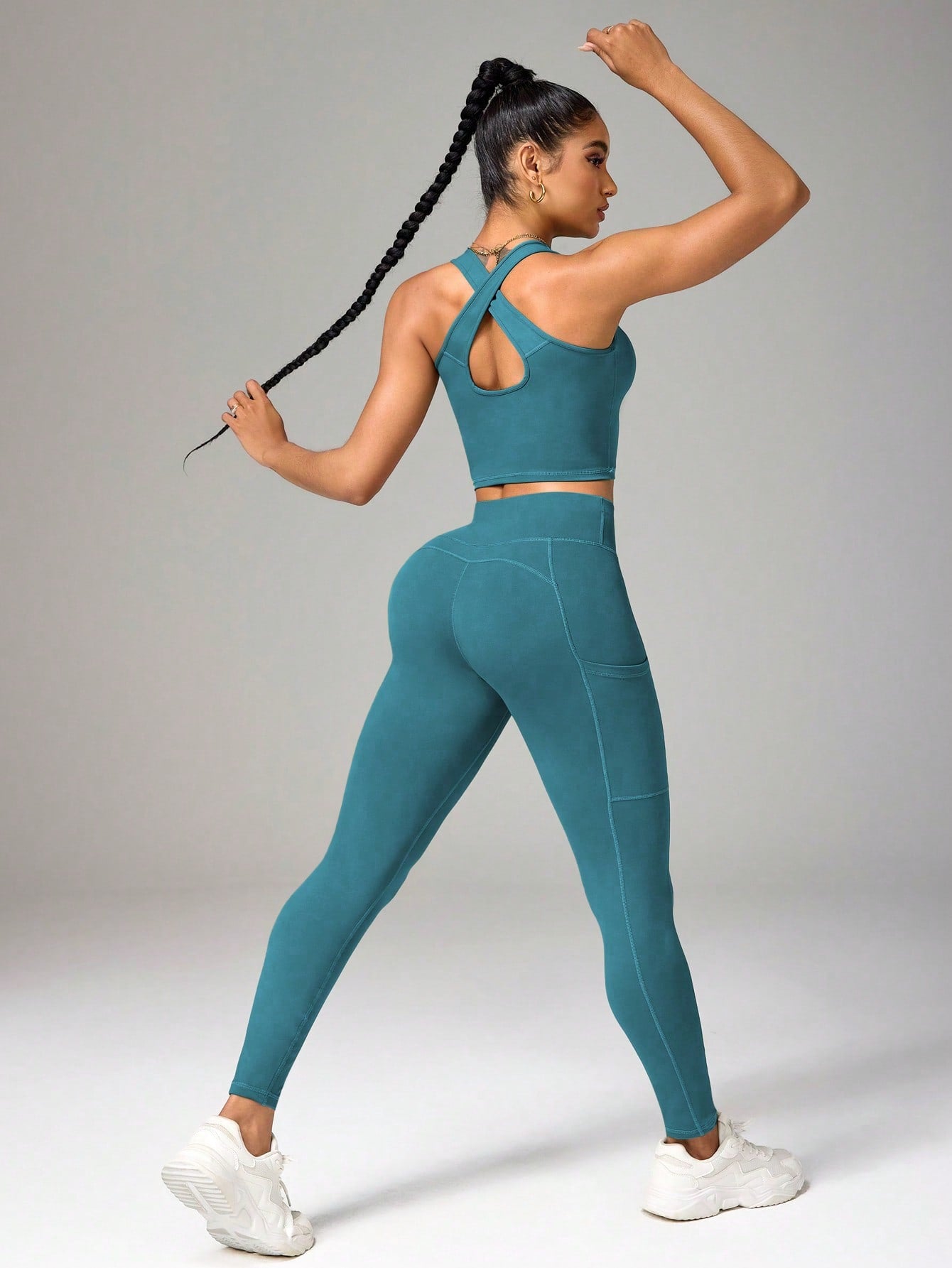 #7182 2 piece set Crisscross Back Top( not padded) And Leggings