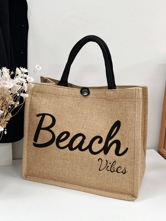 #6961 Large Capacity Tote Bag With Letter Pattern