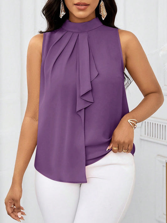#0037 Ruffle Collar Sleeveless Shirt