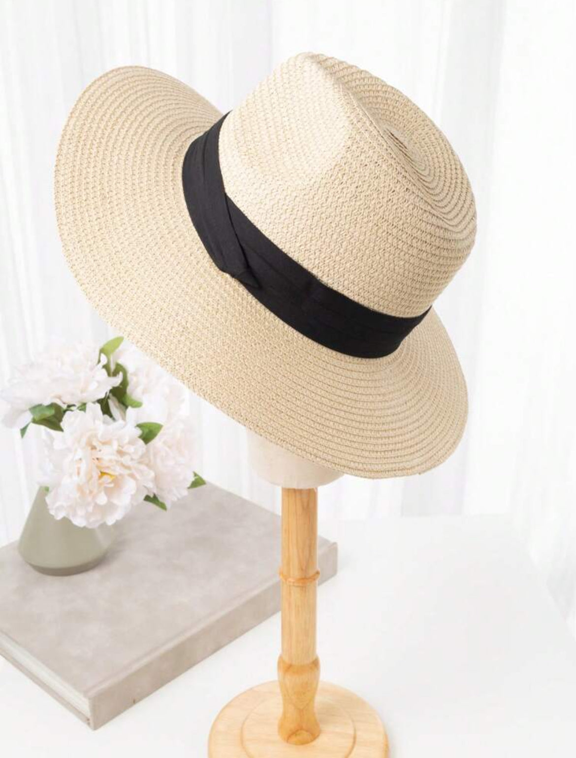#9889 Three-Fold Decorative Panama Straw Hat