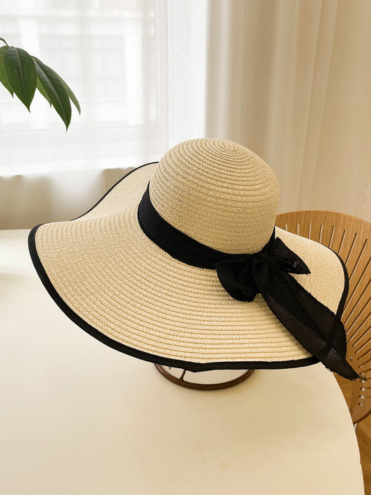 #1444 Bow Decor Straw Hat Boho