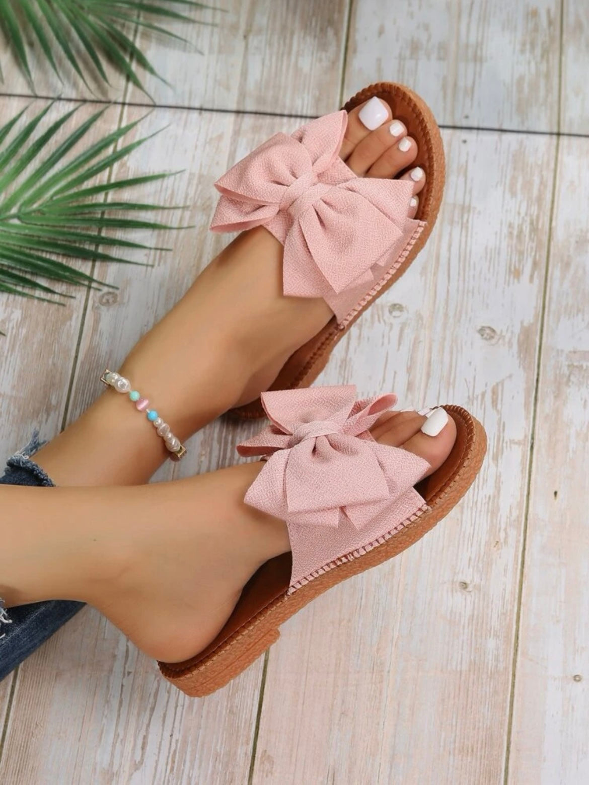 Bow Decor Flat Sandals,
