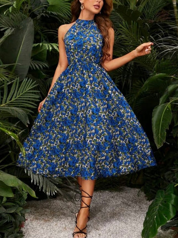 Floral Print Halter Dress