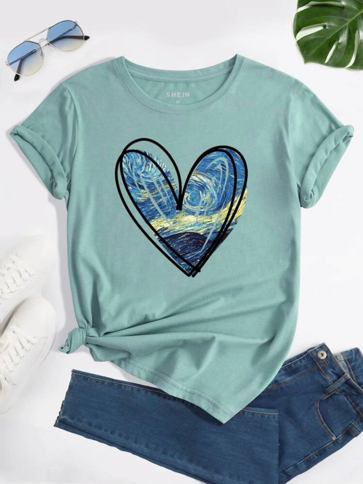 Heart Print Tee *COTTON