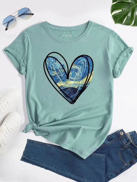 Heart Print Tee *COTTON