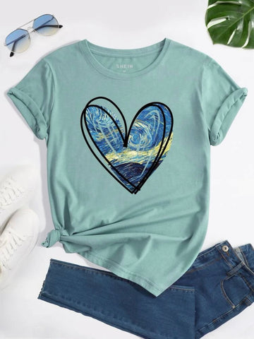 Heart Print Tee *COTTON
