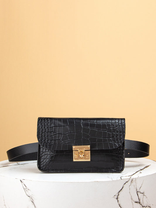 #6691 Minimalist Mini Crocodile Pattern Waist Bag Square Crossbody Bag