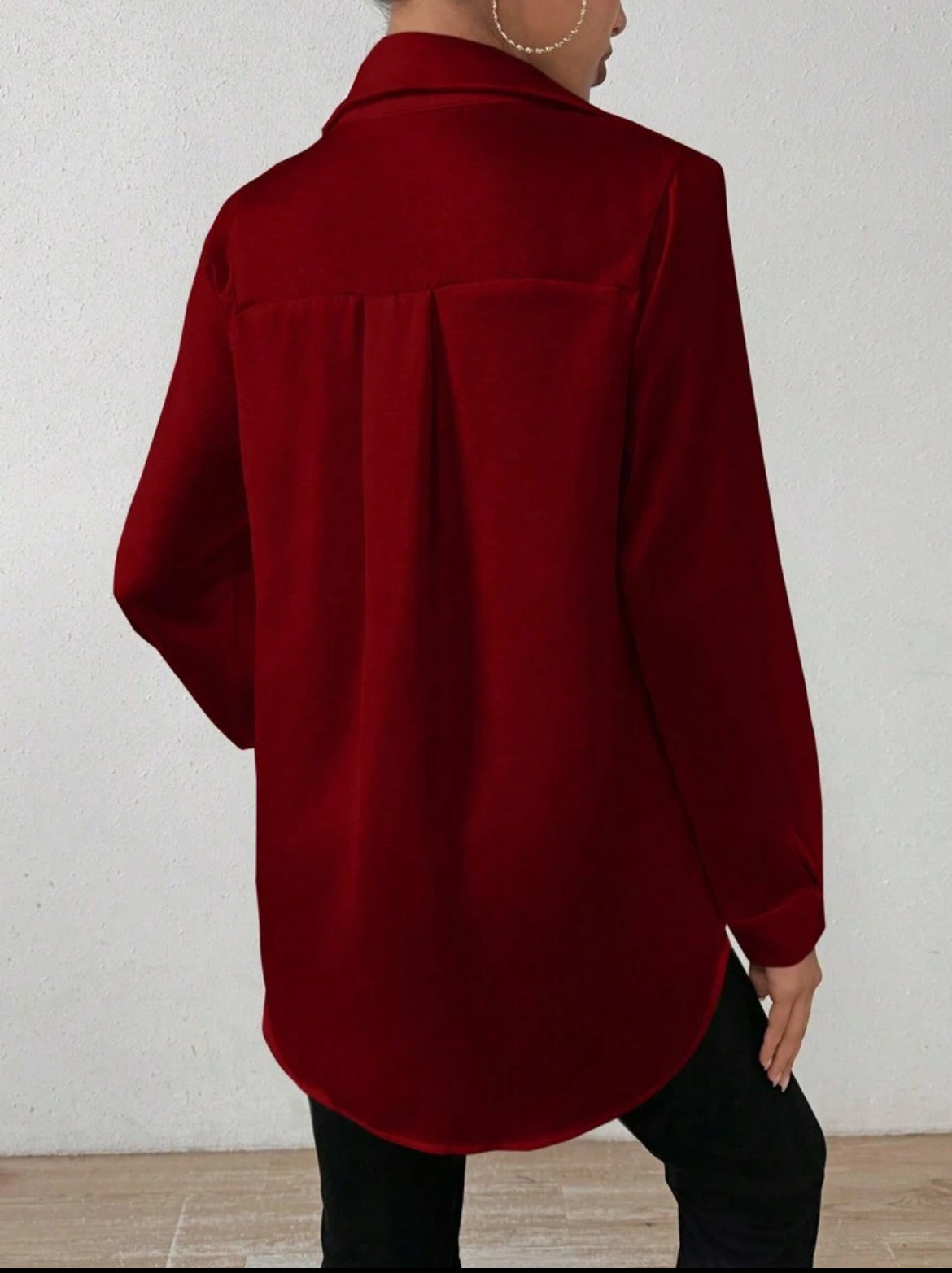 Gmail#8248 Long Sleeve Red Blouse