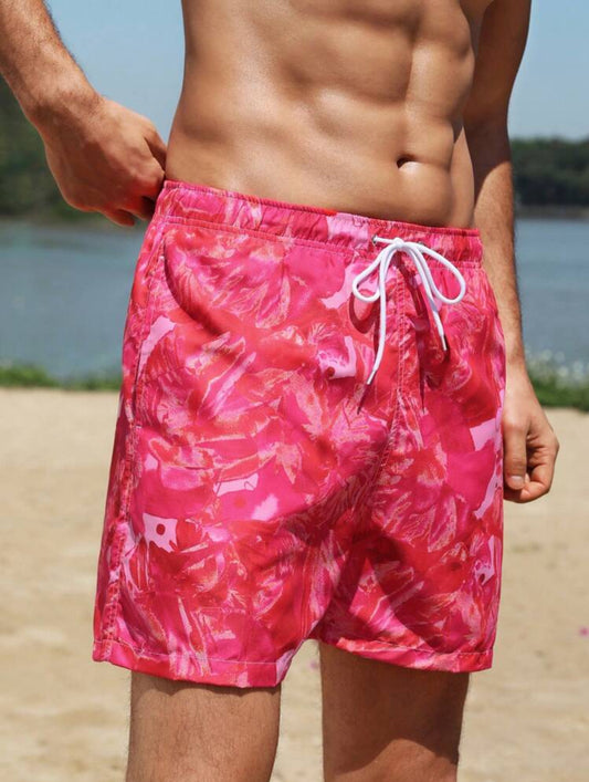 #3055 Colorful Printed Drawstring Beach Shorts