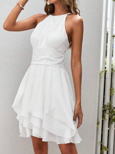 Ruched Waist Halter Neck Dress