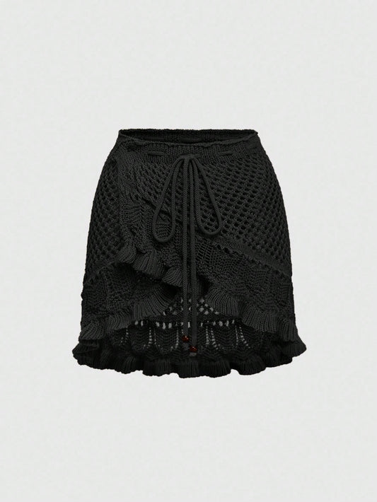 #4877 Hollow Out Knit Skirt