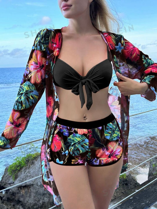 3 piece Bikini Swimsuit With Kimono