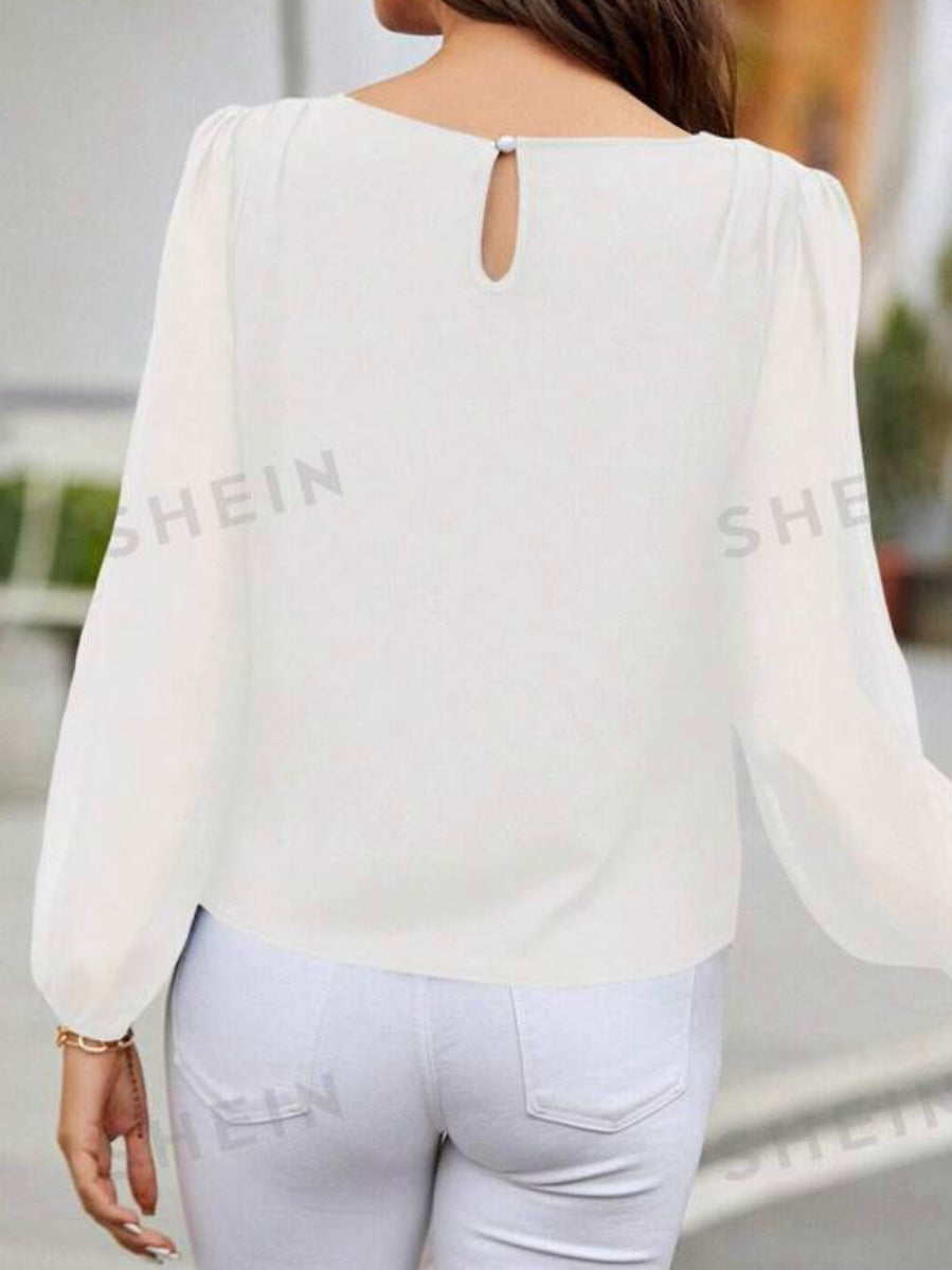 Solid Color Round Neck Long Sleeve Shirt