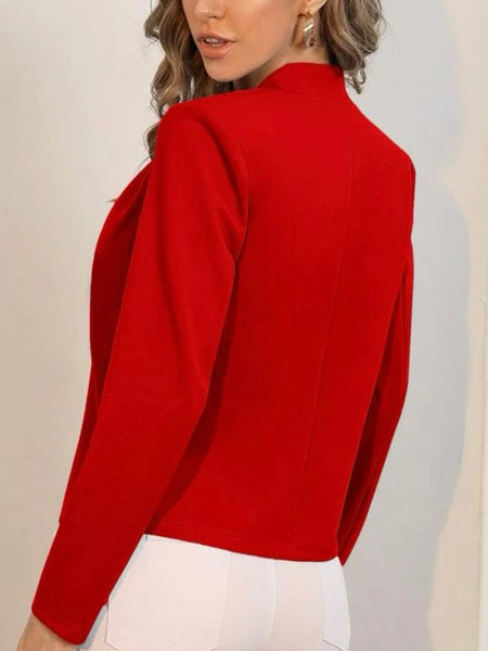 Notched Detail Open Front Blazer