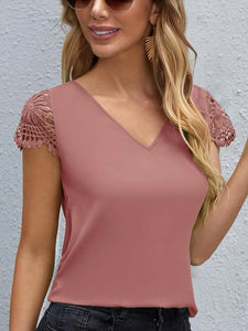 Contrast Guipure Lace Panel Blouse