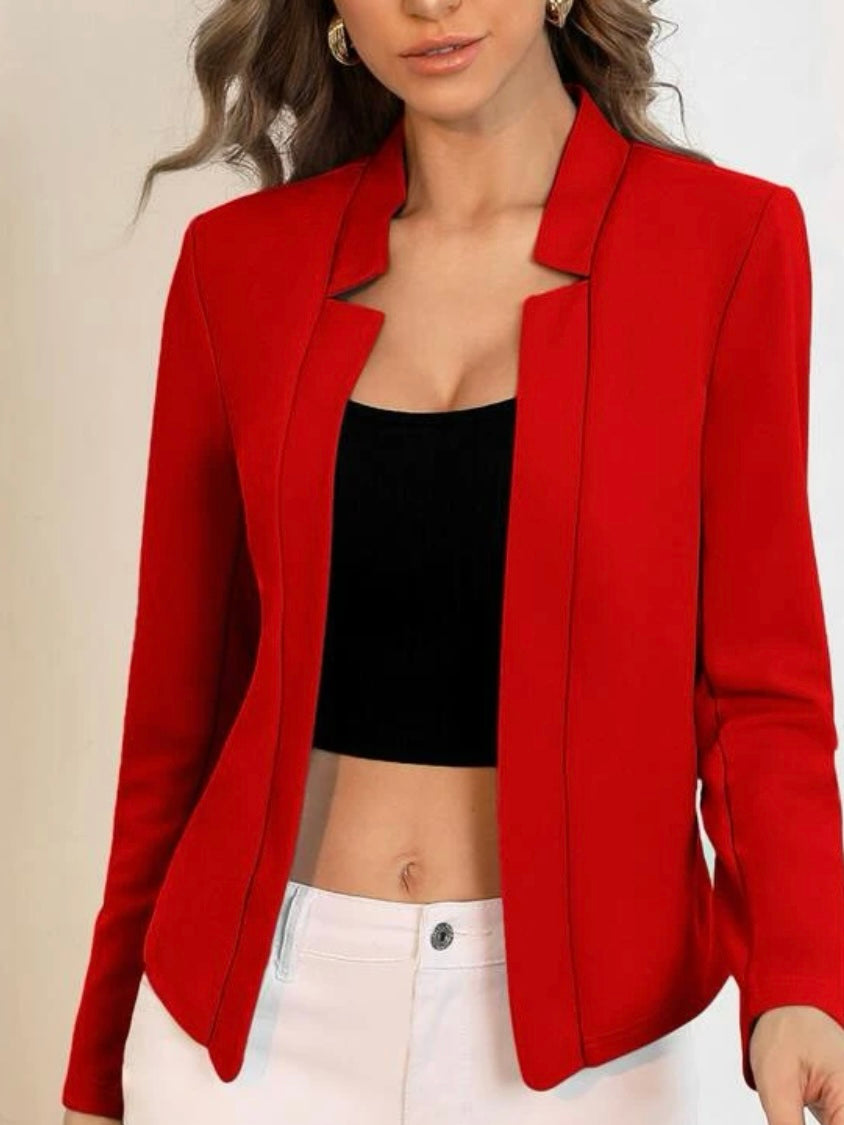 Notched Detail Open Front Blazer