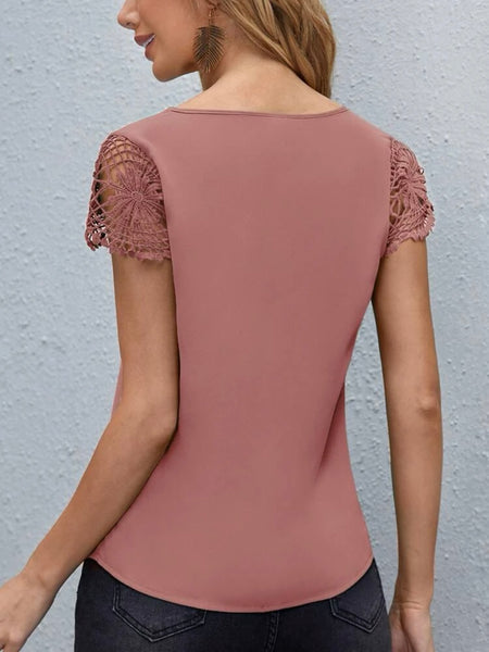 Contrast Guipure Lace Panel Blouse