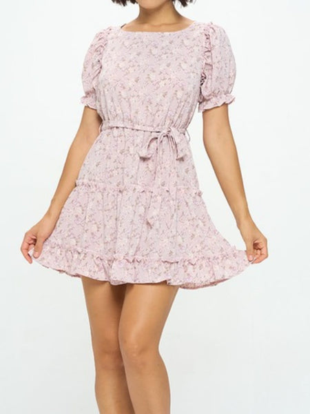 Self Tie Waist Mini Dress