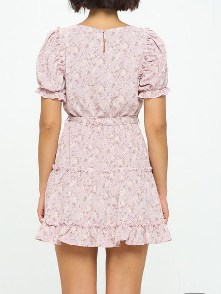 Self Tie Waist Mini Dress
