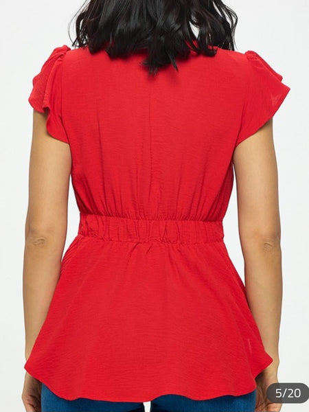 Surplice Neckline Short Sleeve Top