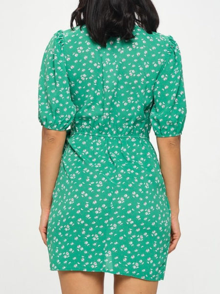 Surplice Neck Wrap Hem Mini Dress