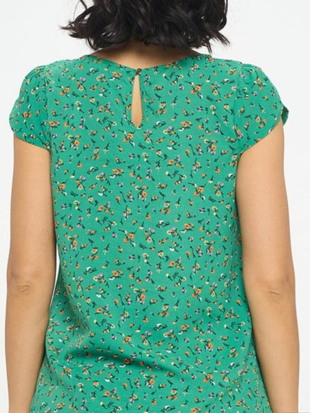 Floral Print Pleated Top